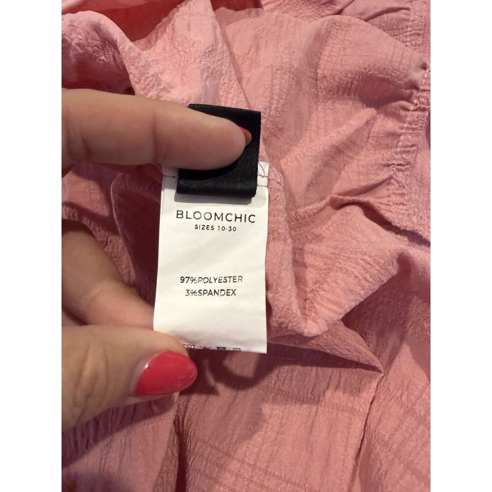Bloomchic Pink Tiered Dress Women's Size 18/20 Cottagecore Babydoll cinch front - Picture 3 of 7
